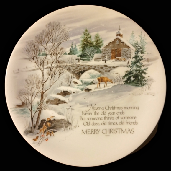 Vtg 76 Winterscene II American Watercolor Society Robert Laessig Porcelain Plate - Picture 1 of 3